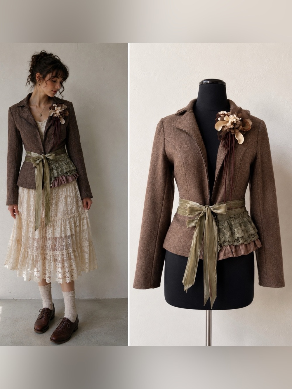 VTG Anthropologie Hazel Wool Blend Blazer Jacket Medium Whimsy Twee Academia Y2K